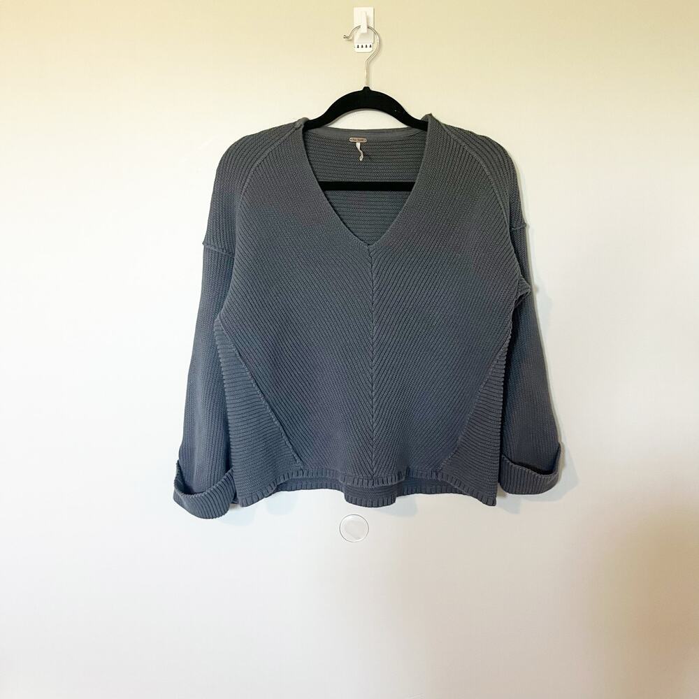 Free people la brea‎ slouchy ribbed knit sweater cuffed sleeves oversized xs